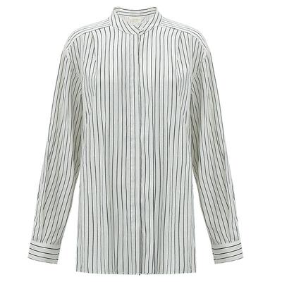 COCOBELLA设计感捏褶条纹衬衫