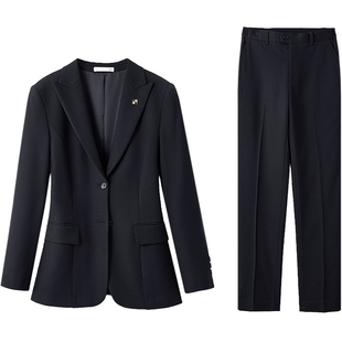 HLA/海澜之家含羊毛西服套装25秋新戗驳领胸针通勤风套西女装