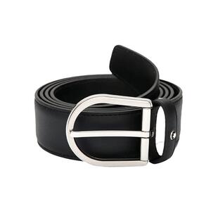 【自营】MONTBLANC万宝龙腰带马蹄亮面精钢针扣黑棕皮腰带123888