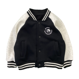 男童加绒棒球服外套秋冬2025新款儿童韩版潮帅气男孩卫衣中童小童