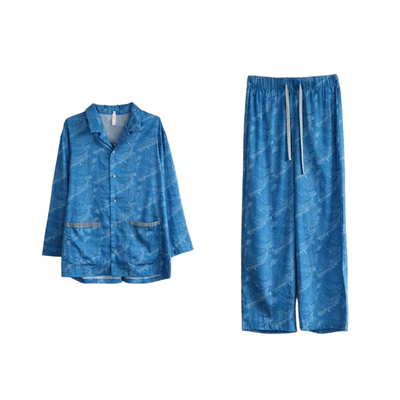 春夏梭织棉长袖长裤睡衣朵朵可可