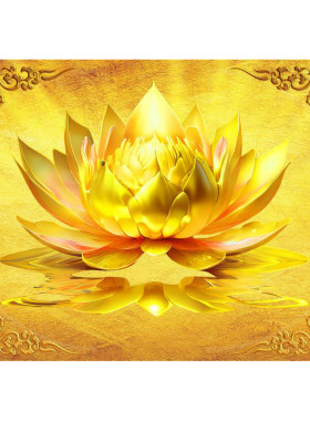 金色大莲花佛道仙堂背景墙纸