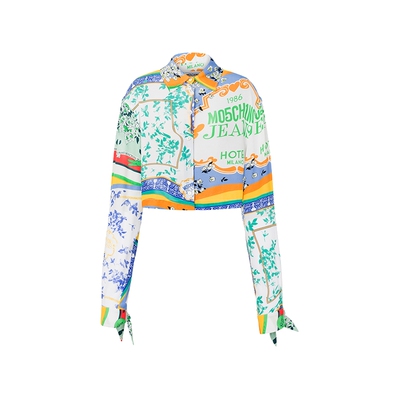 【礼物】M05CH1N0 JEANS  女士泽西风徽标装饰撞色衬衫