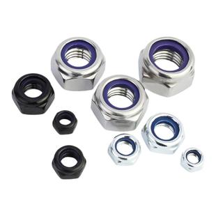 304/201/316不锈钢锁紧螺母帽尼龙防松防脱防滑六角自锁螺丝