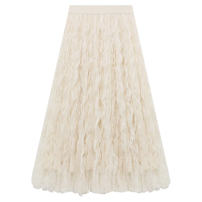 百家好仙女风重工压褶网纱半身裙