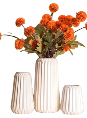 创意陶瓷花瓶高级感小众轻奢客厅餐桌仿真干花束家居装饰摆件摆设