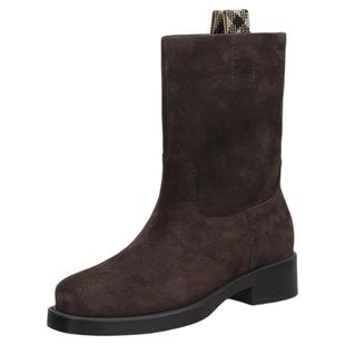 星期六女短靴【真皮牛反绒皮】西部风韵秋冬新款休闲风套筒女靴子