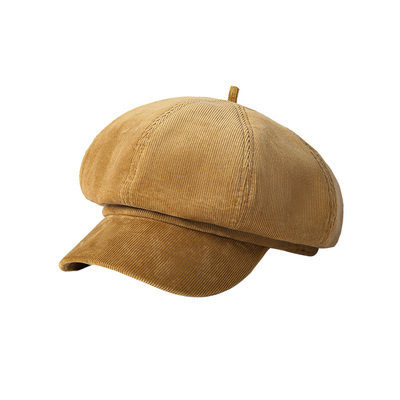 报童帽mrduck八角帽moss灯芯绒