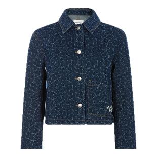 MAISON KITSUNE 春季抽象雏菊印花女士牛仔短外套银泰百货