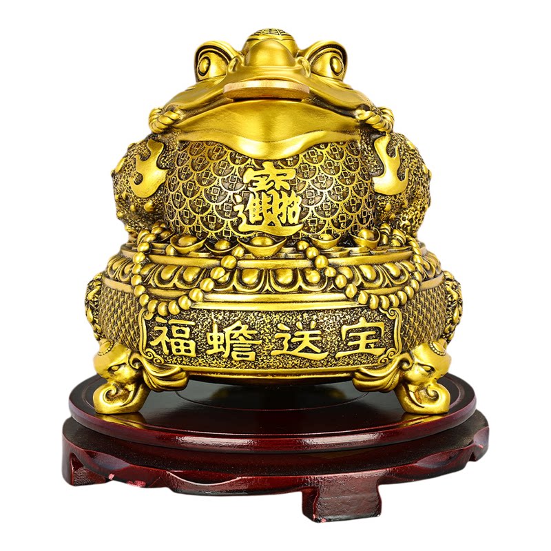 黄铜三足聚宝盆金蟾摆件开业礼