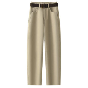 拉夏贝尔版型超好看休闲牛仔裤阔腿宽松裤子女2025款冬季高腰长裤