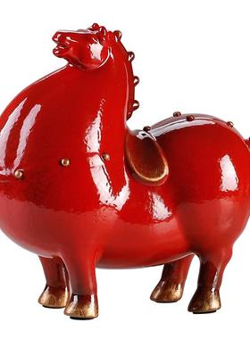 创意唐马招财摆件客厅玄关装饰品