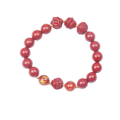 蛇年三合六合朱砂手串官方本命年