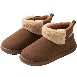 女士毛绒高包跟棉拖鞋秋冬季外穿雪地靴厚底抗菌防滑棉鞋加绒保暖