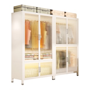 钢制双开门衣柜家用卧室收纳柜无甲醛拆装防尘防潮柜对开门储物柜