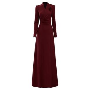 长袖连衣裙2025秋季新款显瘦气质修身正式场合端庄宴会礼服裙017