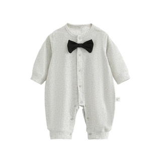 男宝宝满月百天衣服套装婴儿周岁春秋冬打底礼服小少爷绅士连体衣