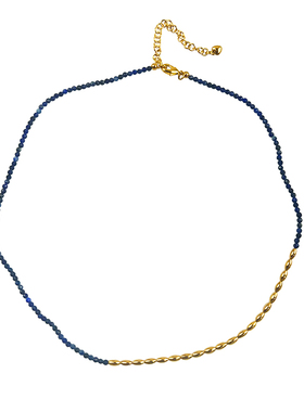 法国小众设计金粒拼接小米珠/青金石串珠项链手链轻奢时尚锁骨链