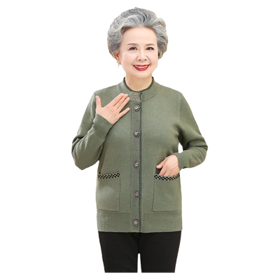 奶奶秋装毛衣女中老年人长袖开衫
