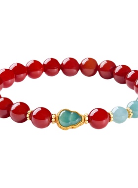 JAY纳吉红玛瑙手链翡翠葫芦手串