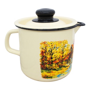 食品级复古搪瓷油壶鹰嘴带盖壶明火电磁炉加热油壶牛奶豆浆泡茶杯