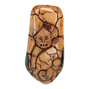 天然黑珊瑚海柳文玩多宝手把件摆件石破天惊齐天大圣猴王包邮