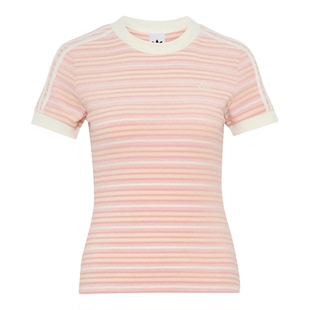 adidas阿迪达斯三叶草女子STRIPED TEE运动休闲短袖T恤KY8116