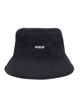 PMW 灯芯绒logo刺绣渔夫帽柔软质感复古个性保暖通勤百搭帽子秋冬