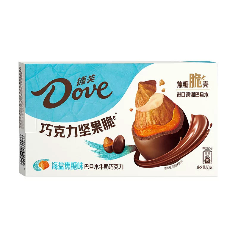 德芙巧克力坚果脆巴旦木夹心牛奶巧克力提拉米苏海盐焦糖味50g*2