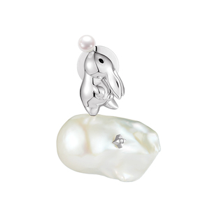 PEARLSTIGE至如月桂兔系列追月兔胸针俏皮动物设计巴洛克珍珠配饰