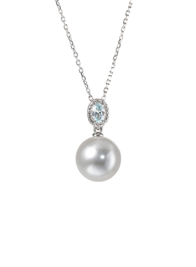 西大班海蓝宝珍珠吊坠珍珠项链