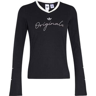 Adidas/阿迪达斯官方正品三叶草女士时尚休闲针织长袖T恤KS2381