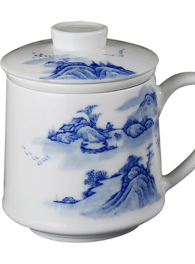 大容量杯子陶瓷茶杯手工过滤内胆
