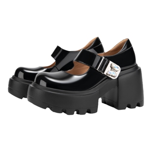 [王冰冰同款]MIO米奥秋季超高跟单鞋蝴蝶搭扣浅口玛丽珍鞋女