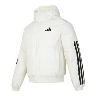 阿迪达斯白色羽绒服男装2026春季新款防风棉羽夹克运动服鸭绒外套