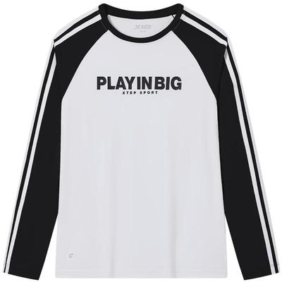 特步童装男女童针织长袖衫春秋儿童长袖衫中大童休闲百搭套头上衣