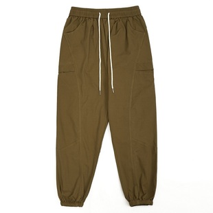 自主原创NO BURGER 潮牌宽松束脚工装裤多口袋水洗重磅百搭休闲裤