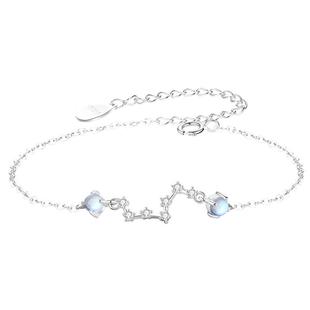 幸运十二星座月光石手链女生纯银白羊座金牛双子巨蟹狮子生日礼物