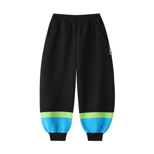 马拉丁漫画家秋季儿童活力撞色条纹针织裤休闲运动长裤中大童