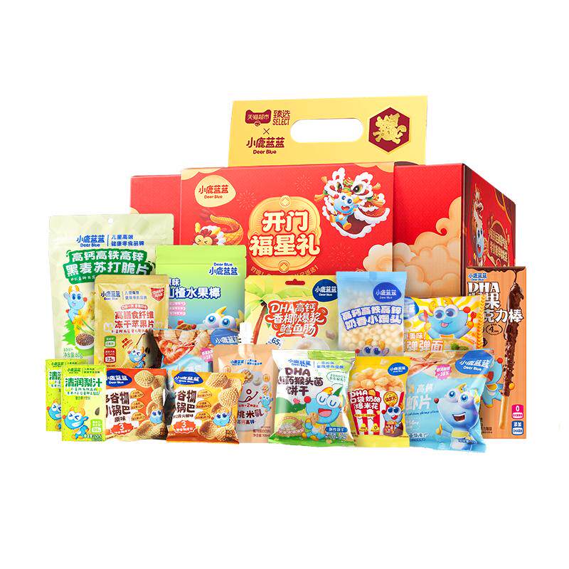 臻选小鹿蓝蓝新年零食大礼包节日送礼 新年礼盒 21件 送福袋