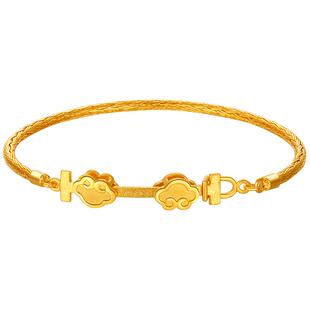 TSL谢瑞麟黄金手镯复古风金锁转运足金结婚婚嫁YO633