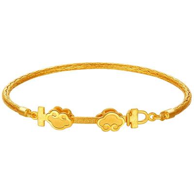 TSL谢瑞麟黄金手镯复古风金锁转运足金结婚婚嫁YO633