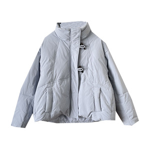 ju好看baby蓝牛角扣立领羽绒服厚实保暖90白鸭绒冬季新款防风外套