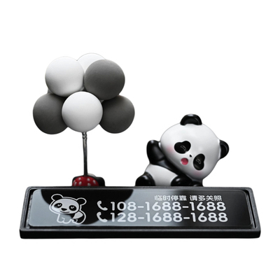 创意熊猫临时停车号码牌车载定制双号码挪车电话牌汽车装饰品摆件