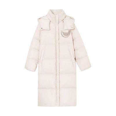 泡芙长款连帽95白鸭绒羽绒服女