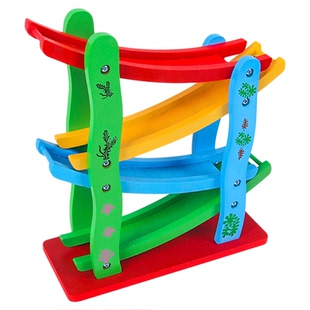 木制轨道滑翔车2-6岁儿童多层轨道滑行车益智玩具惯性早教滑道车