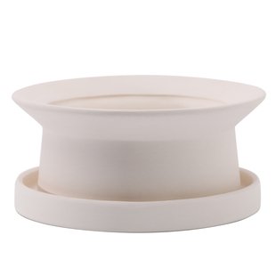 扁圆形宽口拼盘素烧陶瓷花盆白陶土透气自吸水大小号多肉植物组合