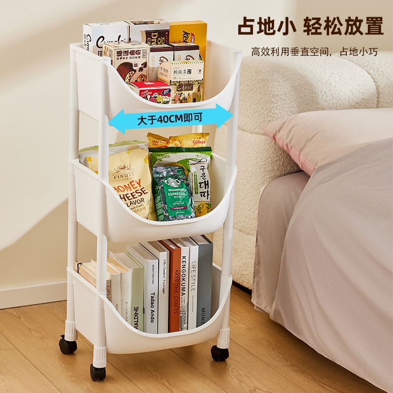 可移动书架置物架儿童玩具收纳家用小推车带简易书柜架轮多层落地