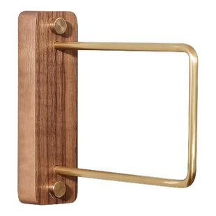 森木良品入户门简约衣架黑胡桃实木壁挂架子卧室免打孔黄铜收纳架