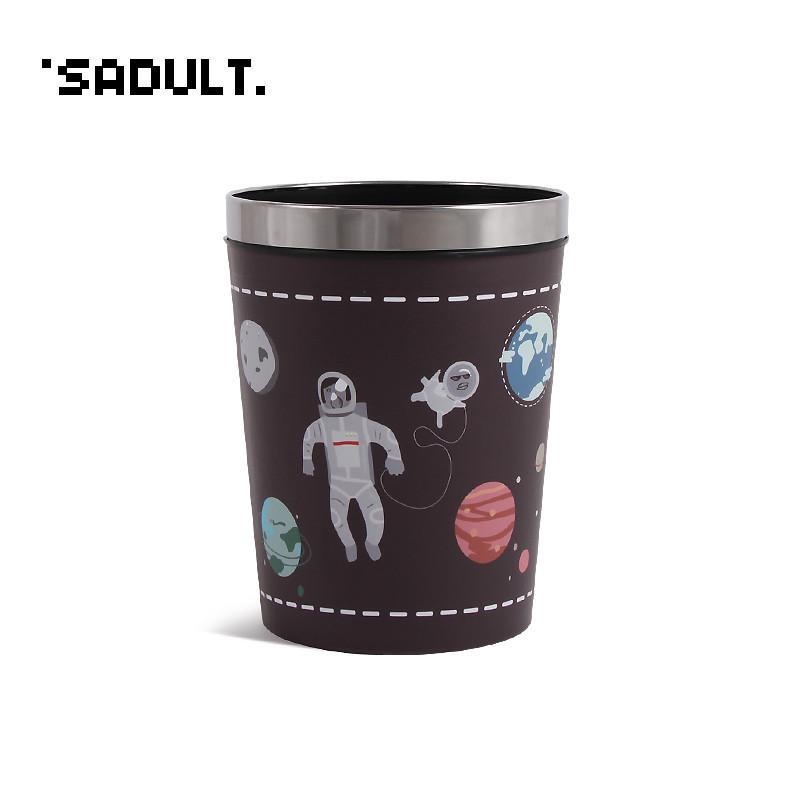 创意可爱宇航员卧室客厅厕所卫生间家用厨房垃圾桶带压圈无盖大号